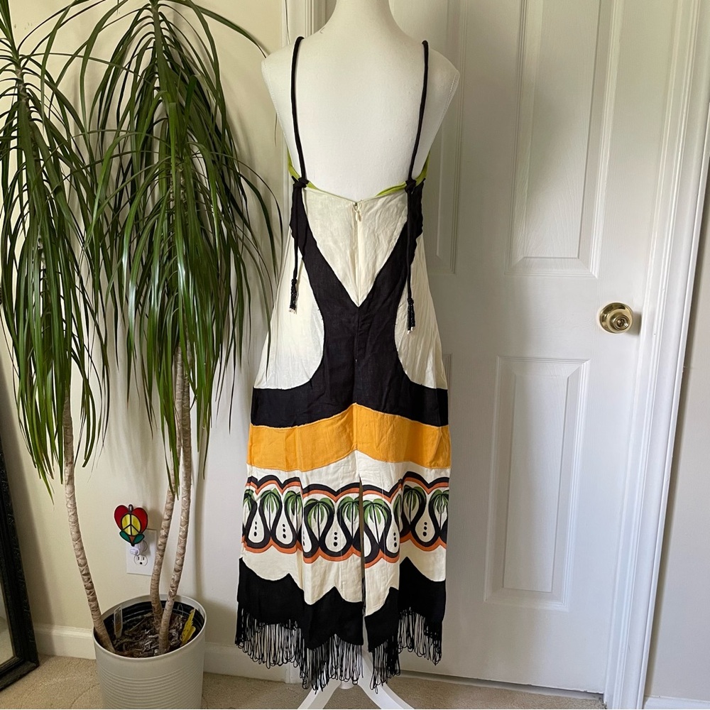 FARM Rio Coconut Tree Flow Cutwork Linen Midi Dress Women’s XS NWT - Picture 14 of 16